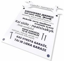 Pakabinama lentelė „Garažo taisyklės“