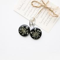 Juodi, apvalūs sidabriniai auskarai „Black Queen“ (22mm)