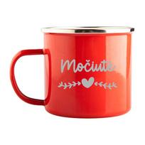 Raudonas, metalinis puodelis „Močiutė“ (500ml)