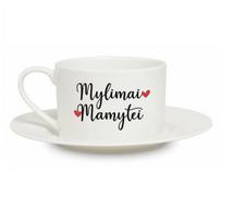 Puodelis su lėkštute „Mylimai mamytei“