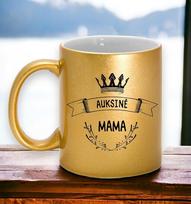 Aukso spalvos puodelis su blizgučiu „Auksinė mama“