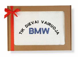 Siuvinėtas rankšluostis „Tik dievai variuoja BMW“