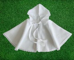 Nėriniuota Lininė Krikšto Skraistė Su Gobtuvu Be Gobtuvo/ Baltas Apsiaustas Berniukams Mergaitėms/ Surišama Pelerina Apeigoms / Removable Collar Baptism Cape