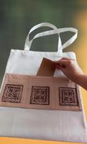 Medvilninis Krepšys Su Kišenėmis/Dekoruotas Rankų Darbo Ornamentine Tapyba Ant Tekstilės/Pirkinių Krepšys/Medžiaginė Tašė/Tote Bag/Maišelis/Shoper