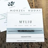 Juodo / raudono siūlo apyrankė Morzės abėcėle „Myliu“, juoda matinė.