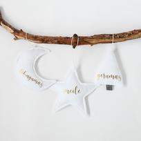 Personalizuoti lininiai, kalėdiniai eglutės žaisliukai (3vnt.)