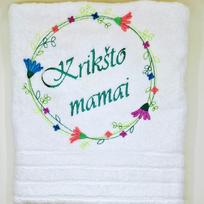 Siuvinėtas rankšluostis Gėlės Mamai/Krikšto mamai/Močiutei