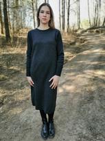 Merino ir kašmyro vilnos suknelė, šilta megzta suknelė žiemai, negabaritinė vilnonė suknelė, pagaminta Lietuvoje