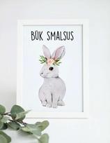 Plakatas vaiko kambariui su zuikučiu „Būk smalsus“