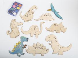 Dinozaurų parkas – nuspalvink ir žaisk su 9-iais mediniais draugais