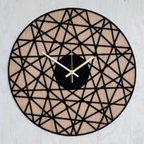 Sieninis medinis su juodos spalvos veliūru laikrodis POLYGONAL
