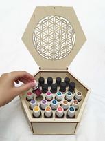 Medinė dėžutė eteriniams aliejams (24 buteliukams) ''Flower of life''