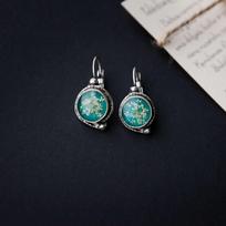 Sidabruoto žalvario auskarai „Etno: Tiffany Queen“
