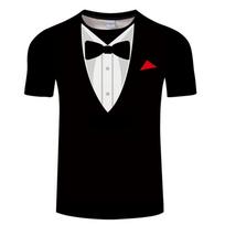 Madingas Vaikams Juokingas Netikras Kostiumas Smokingas Kaklaraištis 3D Spausdinami Marškinėliai Vasariniai Trumpomis Rankovėmis Gatvės Cosplay Netikras Kostiumas Berniukams T-shirt Viršus Mergaitės Drabužiai 100