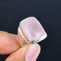Natūralus rožinio kvarco žiedas vyrams ir moterims Rankų darbo 925 svarų sterlingų sidabro rožinio kristalo akmens žiedas Vintažinis geometrinis pareiškiantis papuošalas 6