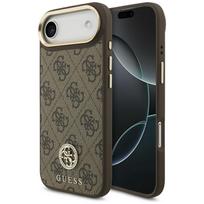 GUESS dėklas IPHONE 17 Air, suderinamas su MagSafe GUHMP17MP4GRMDEW (PU su 4G Strass Logo) rudas