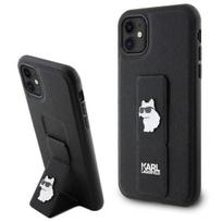 KARL LAGERFELD dėklas IPHONE 11 KLHCN61GSACHPK (Gripstand Saffiano choupette PIN) juodas