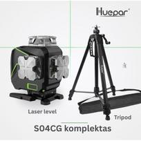 Huepar automatinis lazerinis nivelyras S04CG + Trikojis TPD16
