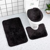 Šilko ir vilnos vonios kambario tualeto kilimėlių rinkinys iš 3 dalių - Neslystantis, vienspalvis, sugeriantis vandenį 40*40cm (Toilet Cover) rožinė