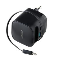 Intenso Power Adapt. W65ACIC 65W 2xUSB-C/USB-A ausziehb.Kab. schw