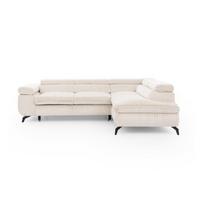 Kreminės spalvos kampinė sofa iš kordinio velveto (su dešiniuoju kampu/„L“ formos) Marbeya – Ropez