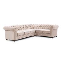 Smėlio spalvos sulankstoma kampinė sofa iš velveto (su dešiniuoju kampu/„L“ formos) York Blik – Ropez
