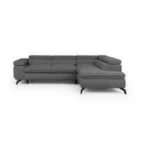 Pilkos spalvos kampinė sofa iš šenilinio audinio (su dešiniuoju kampu/„L“ formos) Marbeya – Ropez