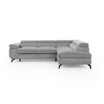 Šviesiai pilkos spalvos kampinė sofa iš kordinio velveto (su dešiniuoju kampu/„L“ formos) Marbeya – Ropez