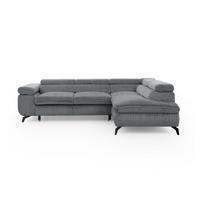 Pilkos spalvos kampinė sofa iš kordinio velveto (su dešiniuoju kampu/„L“ formos) Marbeya – Ropez