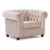 Smėlio spalvos Chesterfield krėslas iš velveto York Blik – Ropez