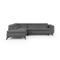 Pilkos spalvos kampinė sofa iš šenilinio audinio (su kairiuoju kampu/„L“ formos) Marbeya – Ropez