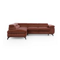 Terakotos spalvos kampinė sofa iš kordinio velveto (su kairiuoju kampu/„L“ formos) Marbeya – Ropez