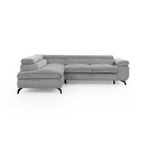 Šviesiai pilkos spalvos kampinė sofa iš kordinio velveto (su kairiuoju kampu/„L“ formos) Marbeya – Ropez