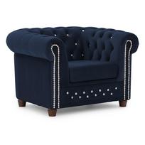 Mėlynos spalvos Chesterfield krėslas iš velveto York Blik – Ropez