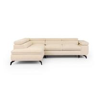 Kreminės spalvos kampinė sofa iš šenilinio audinio (su kairiuoju kampu/„L“ formos) Marbeya – Ropez