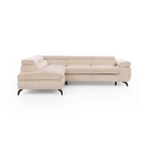 Smėlio spalvos kampinė sofa iš kordinio velveto (su kairiuoju kampu/„L“ formos) Marbeya – Ropez