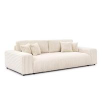 Kreminės spalvos sulankstoma/su sandėliavimo vieta sofa iš kordinio velveto 260 cm Justin – Ropez