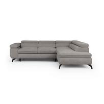 Šviesiai pilkos spalvos kampinė sofa iš šenilinio audinio (su dešiniuoju kampu/„L“ formos) Marbeya – Ropez