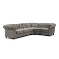 Pilkos spalvos sulankstoma kampinė sofa iš velveto (su dešiniuoju kampu/„L“ formos) York Blik – Ropez