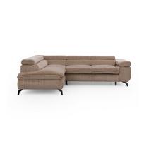 Rudos spalvos kampinė sofa iš kordinio velveto (su kairiuoju kampu/„L“ formos) Marbeya – Ropez