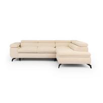 Kreminės spalvos kampinė sofa iš šenilinio audinio (su dešiniuoju kampu/„L“ formos) Marbeya – Ropez