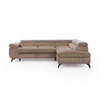 Rudos spalvos kampinė sofa iš kordinio velveto (su dešiniuoju kampu/„L“ formos) Marbeya – Ropez