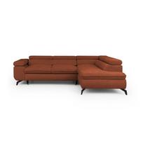 Terakotos spalvos kampinė sofa iš šenilinio audinio (su dešiniuoju kampu/„L“ formos) Marbeya – Ropez