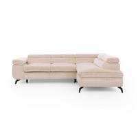 Smėlio spalvos kampinė sofa iš kordinio velveto (su dešiniuoju kampu/„L“ formos) Marbeya – Ropez
