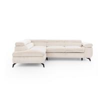 Kreminės spalvos kampinė sofa iš kordinio velveto (su kairiuoju kampu/„L“ formos) Marbeya – Ropez
