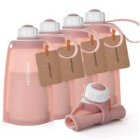 Momcozy daugkartiniai silikoniniai pieno laikymo maišeliai, 5 vnt., rausvi