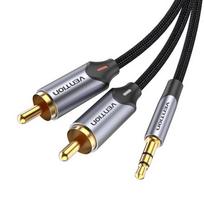 Vention 3.5mm Male to Dual RCA Adapter Cable, 3 Meters, Gray, Aluminum Alloy Type