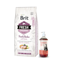 Brit Fresh Chicken & Potato Puppy Healthy Growth 12kg + LAB V Lašišų aliejus šunims ir katėms 1000ml