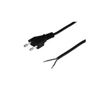 Maitinimo kabelis 2x0.75mm², 1.5m su kištuku ir lituojamais išvadais, juodas