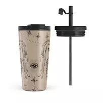 Kelioninis puodelis Burga Aquarius - Travel Mug, 500 ml / Flap & Straw Set / Beige